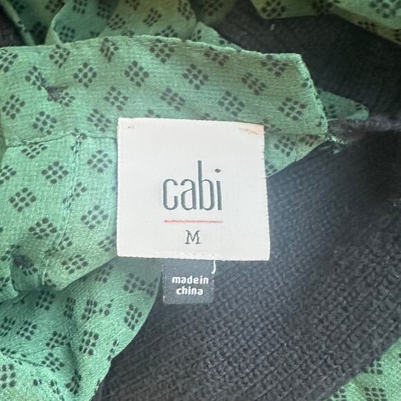 Cabi Get Together Sweater Women M | Black Knit & Green Sheer Polka Dot Back - Picture 5 of 6
